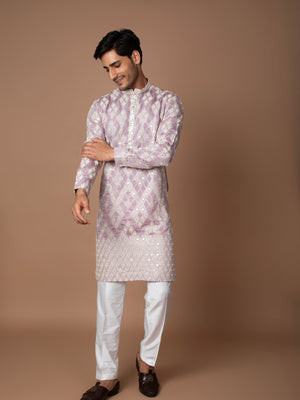 Lilac Kurta with Mirror Work