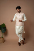Rose Gold Jacquard Jacket with Fine Geometric Pattern