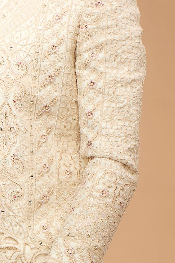 Men's Cream Premium Handwork Embroidered Sherwani