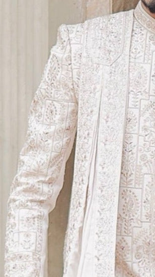 Men's Ivory Handwork Embroidered Sherwani